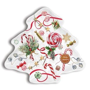 michel design works peppermint melamine serveware christmas tree plate